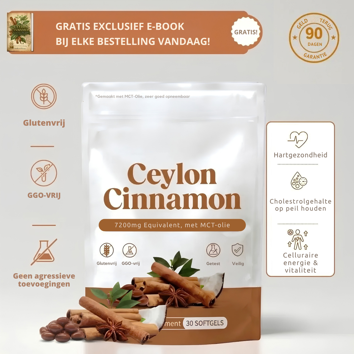 Ceylon Kaneel 7200mg Equivalent met MCT Olie